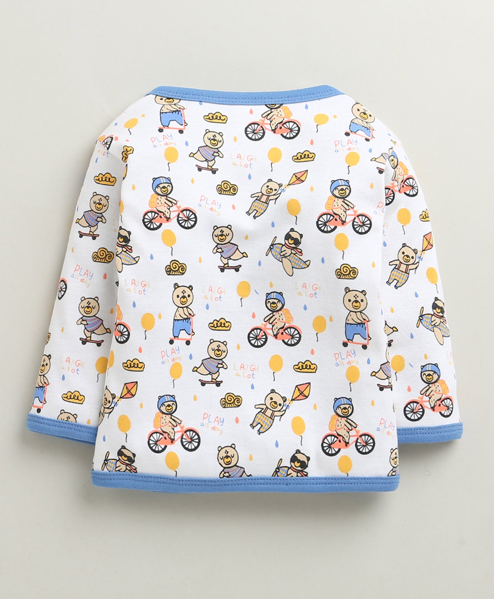 Blue & White Baby Boys Full Sleeves Jabla & Pyjama Set