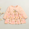Peach Girls Full Sleeves Cotton Knee Length Frock