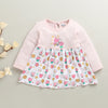 Pink & White Girls Full Sleeves Cotton Knee Length Frock