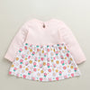 Pink & White Girls Full Sleeves Cotton Knee Length Frock