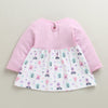 Lilac & White Girls Full Sleeves Cotton Knee Length Frock