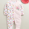 Pink & White Baby Girls Full Sleeves Cotton Sleepsuit