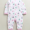 White & Lilac Baby Girls Full Sleeves Cotton Sleepsuit