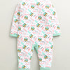 White & Mint Green Baby Boys Full Sleeves Cotton Sleepsuit