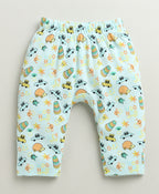 Bumzee Sky Blue & Yellow Animal Print Diaper Pants, Pack of 2, 100% Cotton