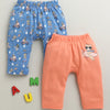 Blue & Peach Baby Girls Diaper Pants / Leggings / Pyjamas Pack Of 2
