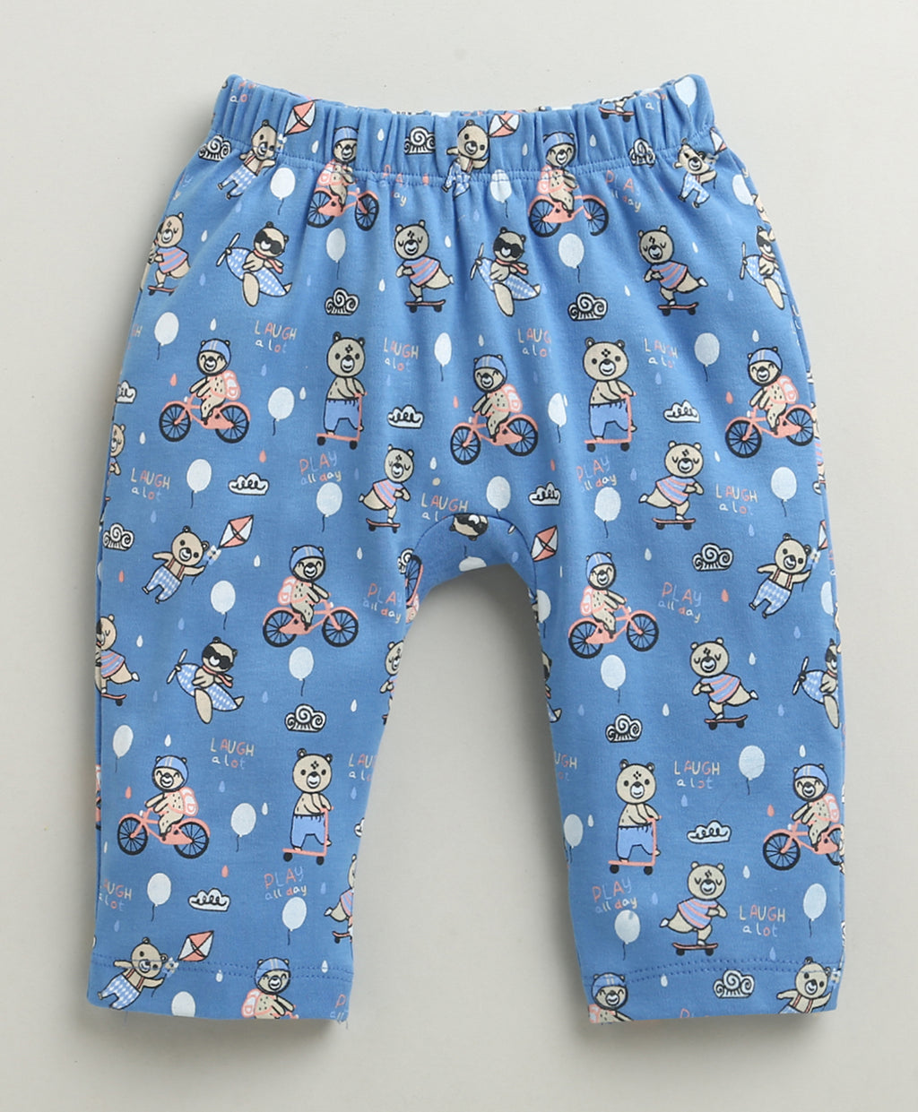 Bumzee Blue & Peach Animal Print Diaper Pants, Pack of 2, 100% Cotton