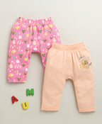 Bumzee Peach & Pink Animal Print Diaper Pants, Pack of 2, 100% Cotton