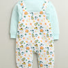 White & Sky Blue Baby Boys Full Sleeves Cotton Dungaree Set