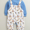 White & Blue Baby Boys Full Sleeves Cotton Dungaree Set