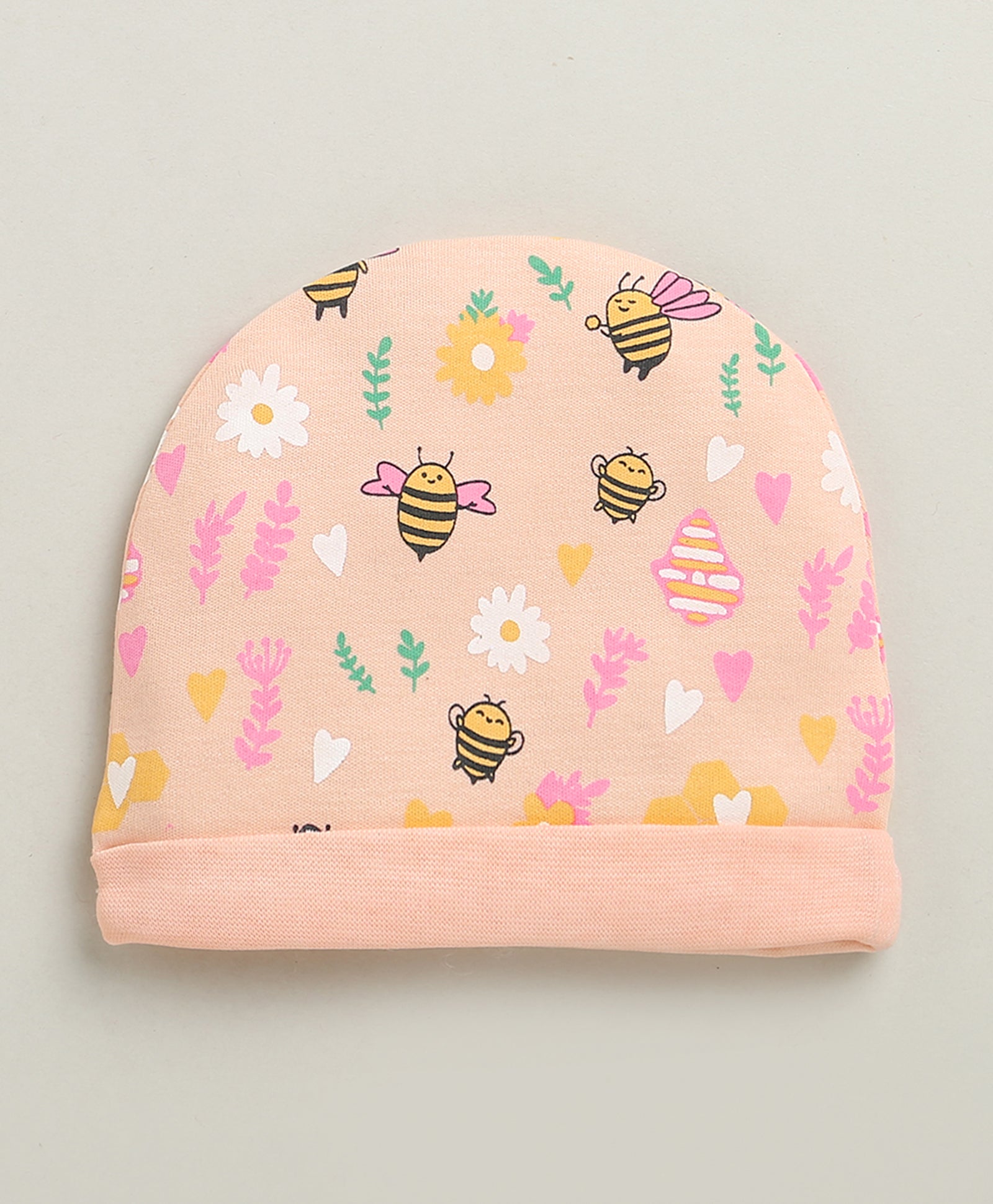 Peach Girls Cotton Cap Mitten Bootie Set