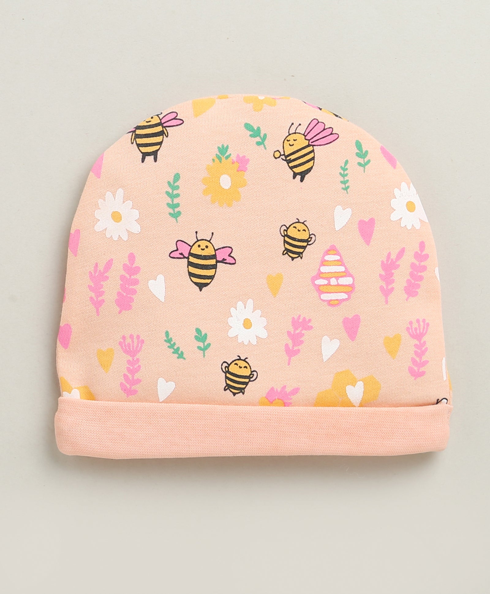 Peach Girls Cotton Cap Mitten Bootie Set