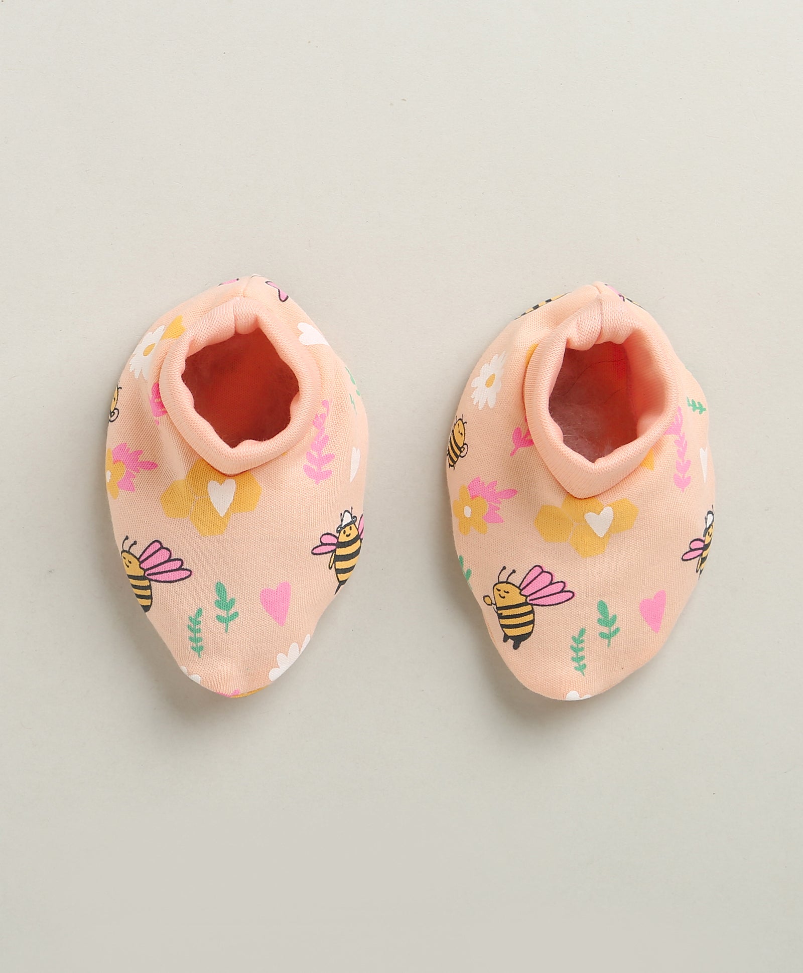 Peach Girls Cotton Cap Mitten Bootie Set