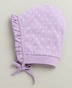 Bumzee Lilac & Lavender Graphic Print Cap, Pack of 2, 100% Cotton, Bonnet