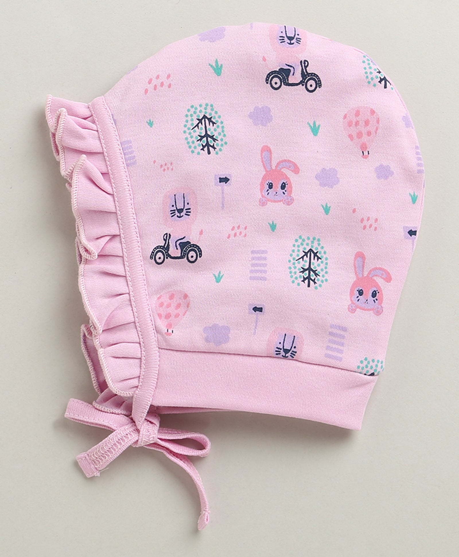 Lilac & Lavender Girls Cotton Pack Of 2 Bonet Cap