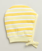 Bumzee Sky Blue & Yellow Graphic Print Cap, Pack of 2, 100% Cotton, Bonnet