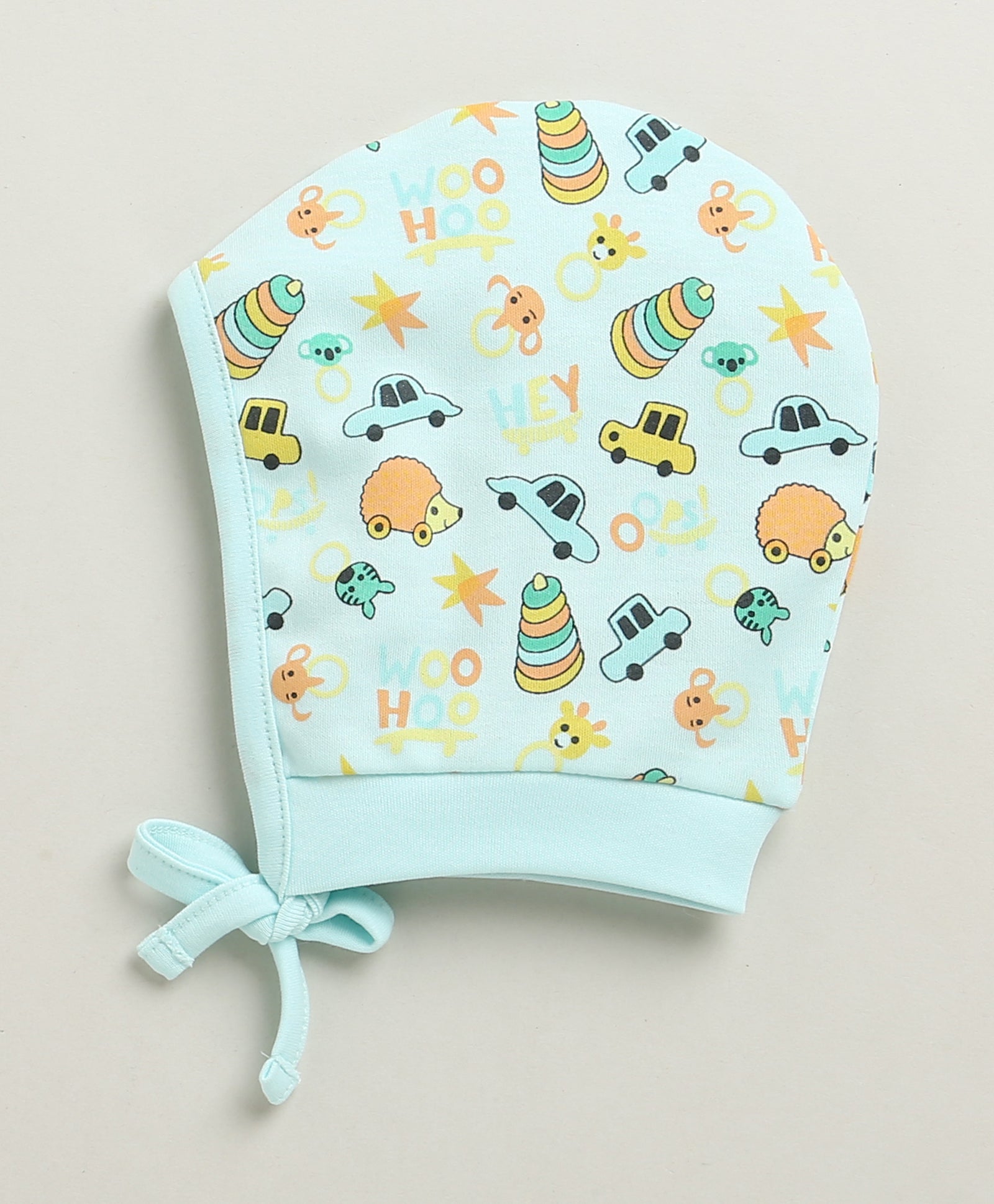 Sky Blue & Yellow Boys Cotton Pack Of 2 Bonet Cap