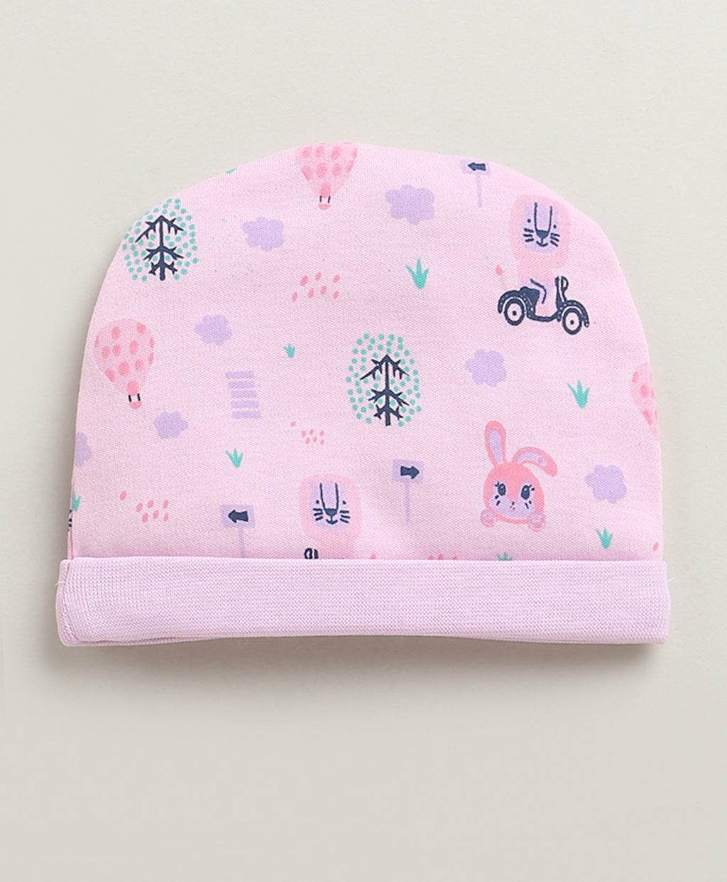 Bumzee Lilac & Lavender Graphic Print Cap, Pack of 2, 100% Cotton (Style Peb10948)