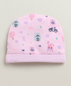 Bumzee Lilac & Lavender Graphic Print Cap, Pack of 2, 100% Cotton (Style Peb10948)