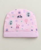 Bumzee Lilac & Lavender Graphic Print Cap, Pack of 2, 100% Cotton (Style Peb10948)
