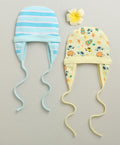 Bumzee Yellow & Blue Graphic Print Cap, Pack of 2, 100% Cotton