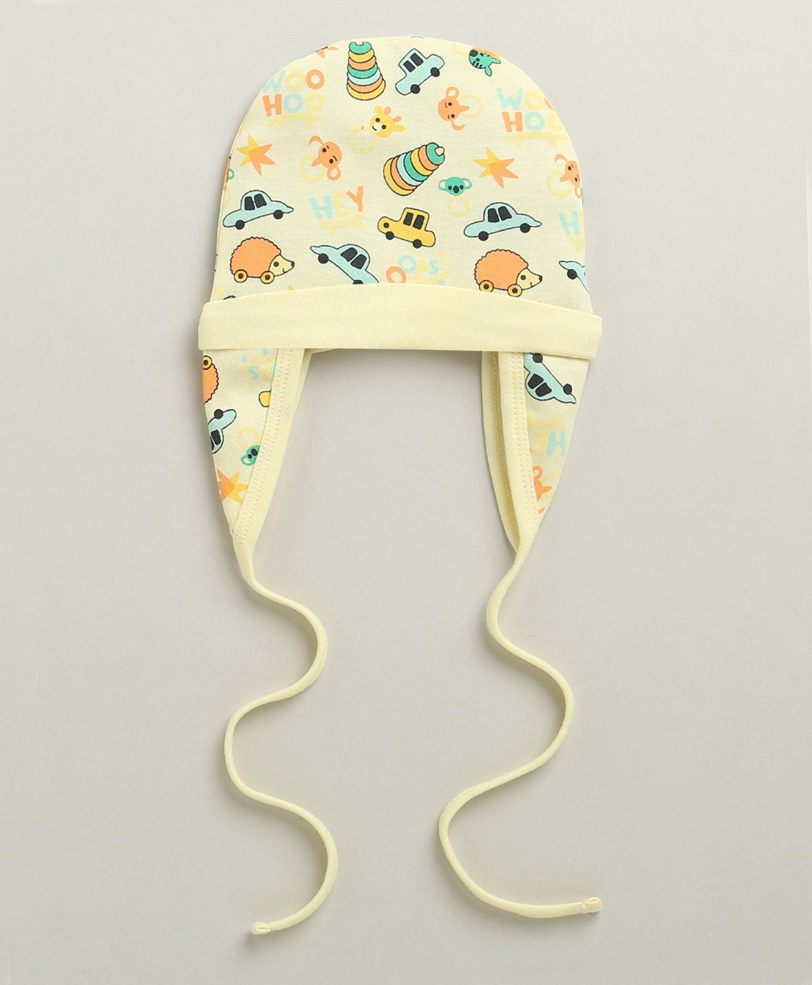 Yellow & Blue Boys Cotton Pack Of 2 Cap With Ear Flap