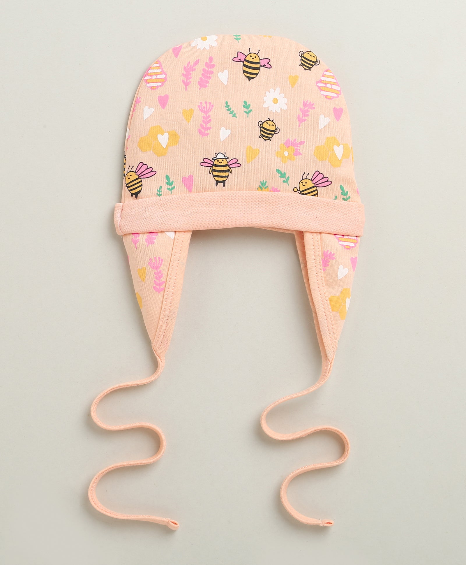 Peach & Pink Girls Cotton Pack Of 2 Cap With Ear Flap