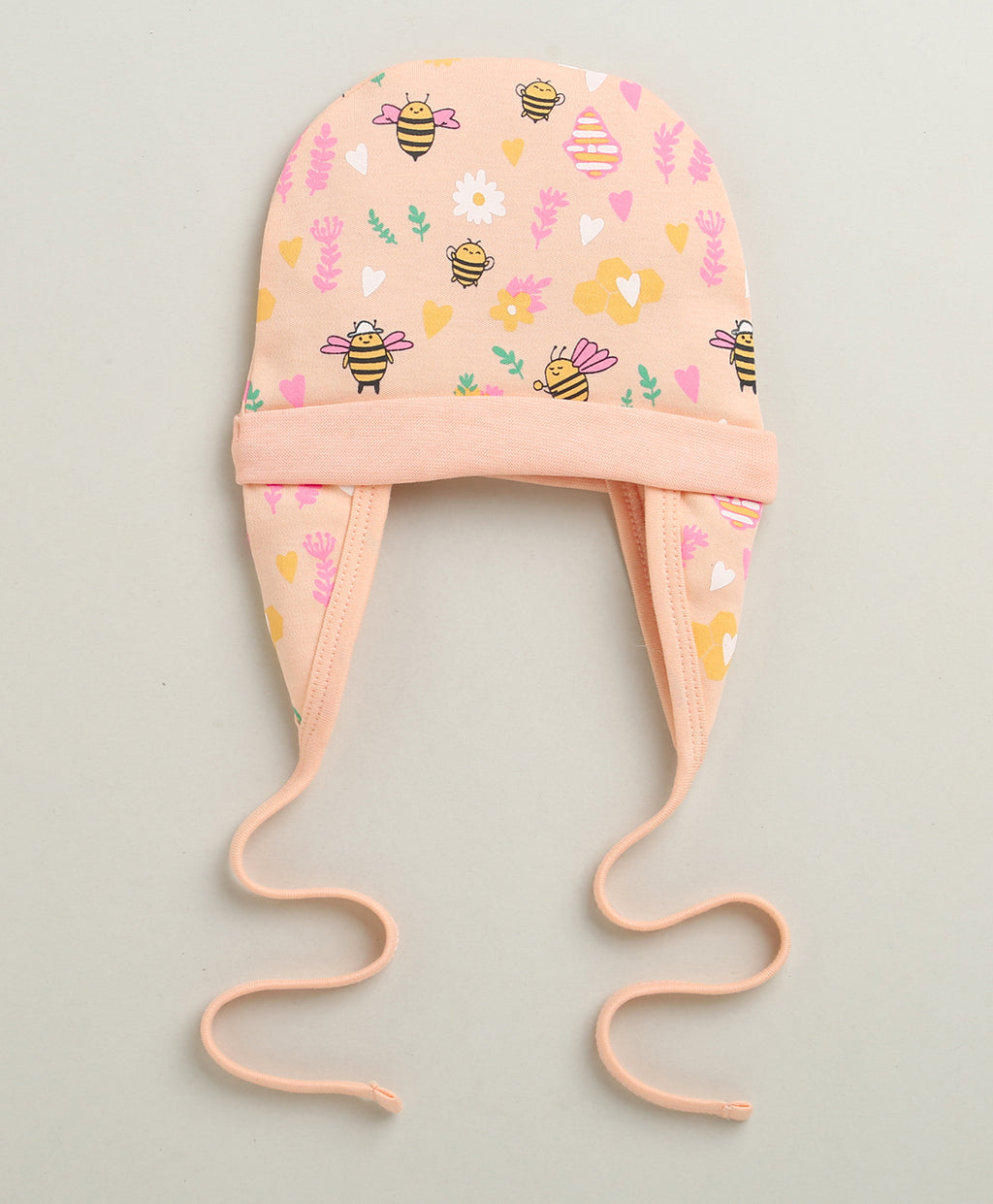 Bumzee Peach & Pink Animal Print Cap, Pack of 2, 100% Cotton, Ear Flap