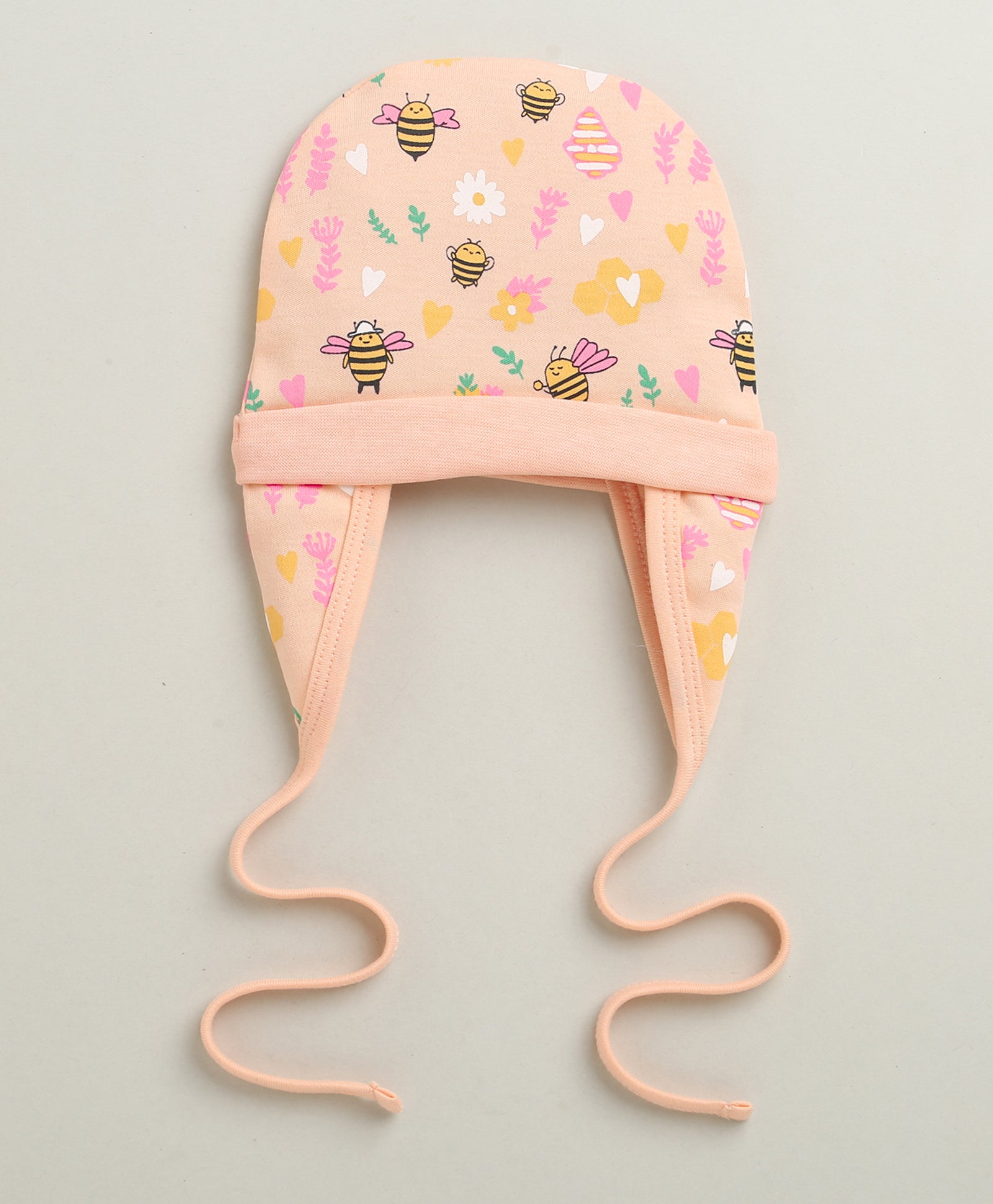 Peach & Pink Girls Cotton Pack Of 2 Cap With Ear Flap