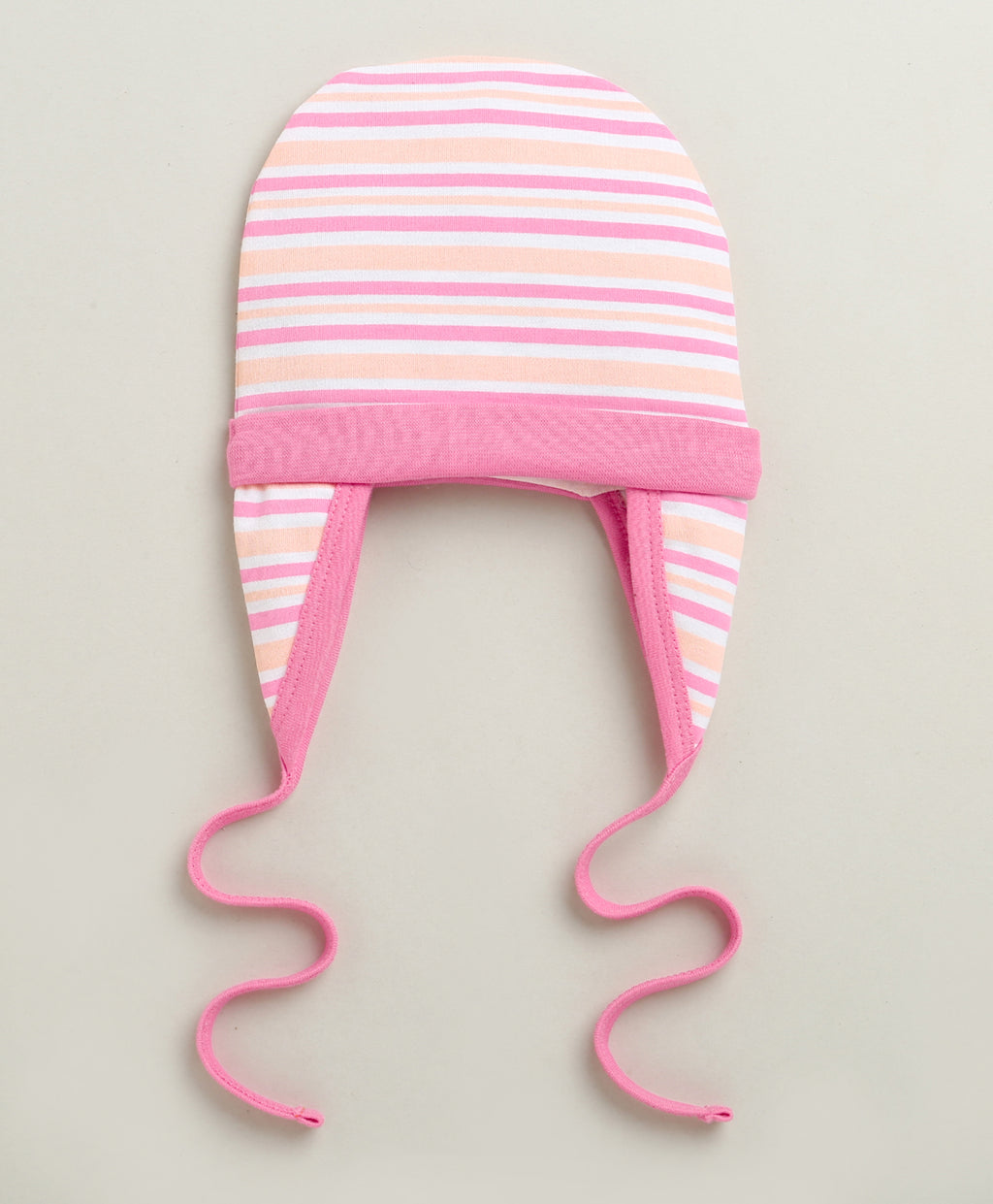 Bumzee Peach & Pink Animal Print Cap, Pack of 2, 100% Cotton, Ear Flap