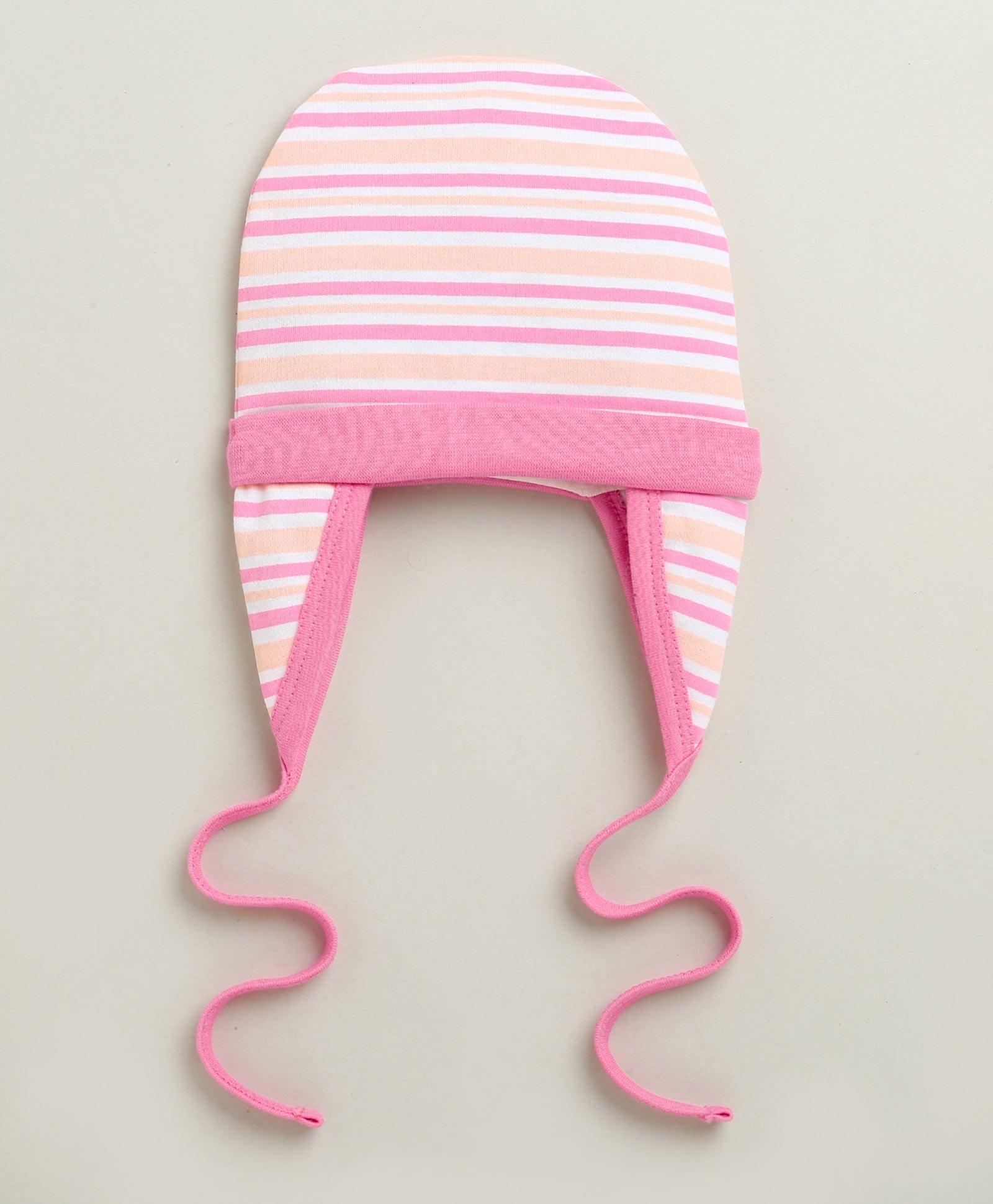 Peach & Pink Girls Cotton Pack Of 2 Cap With Ear Flap
