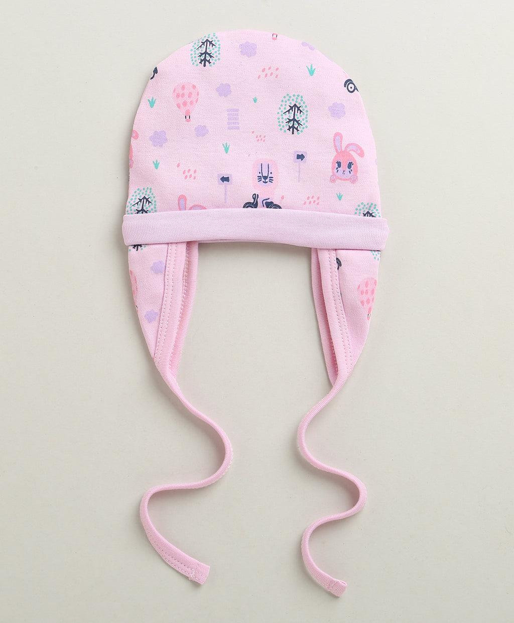 Bumzee Lilac & Lavender Graphic Print Cap, Pack of 2, 100% Cotton, Ear Flap