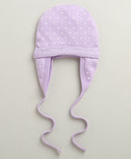 Bumzee Lilac & Lavender Graphic Print Cap, Pack of 2, 100% Cotton, Ear Flap