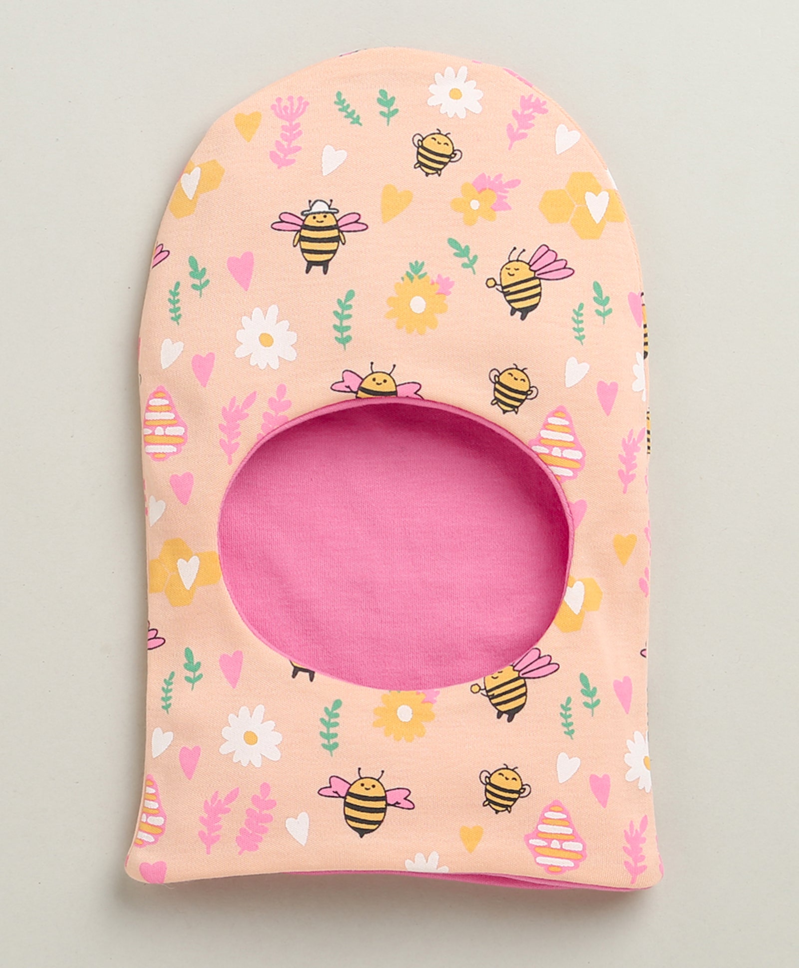 Peach & Pink Girls Cotton Pack Of 2 Monkey Cap