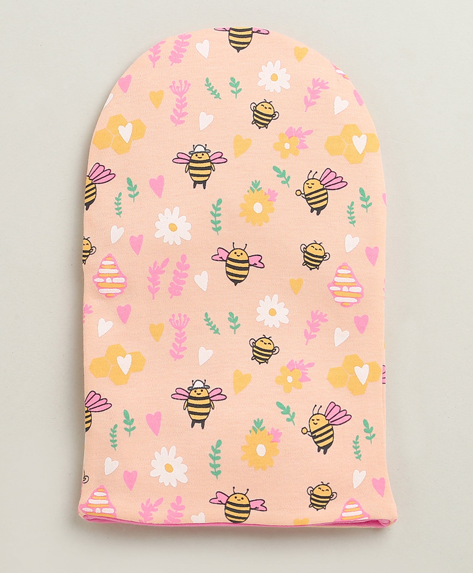 Peach & Pink Girls Cotton Pack Of 2 Monkey Cap