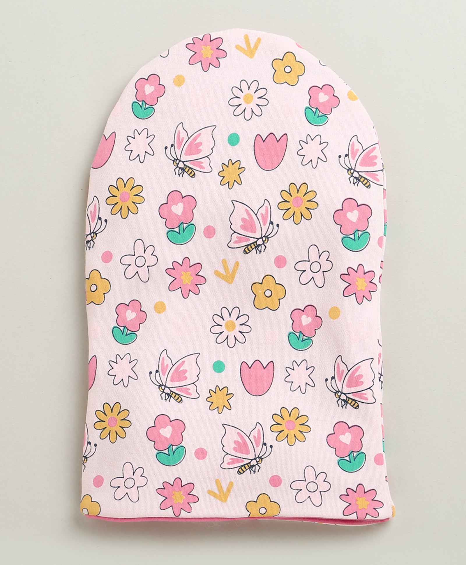 Pink & Peach Girls Cotton Pack Of 2 Monkey Cap