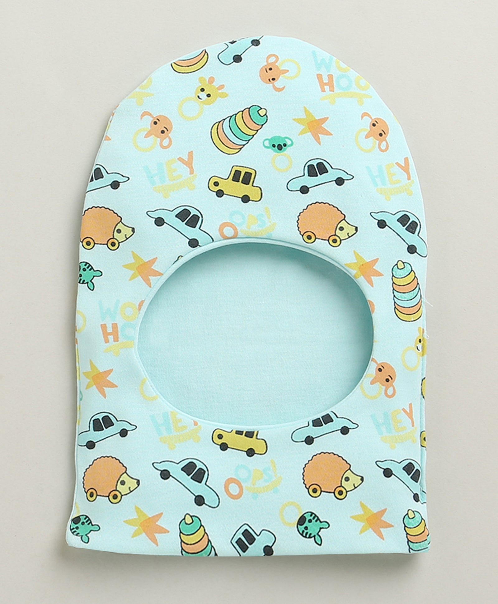 Sky Blue & Yellow Boys Cotton Pack Of 2 Monkey Cap