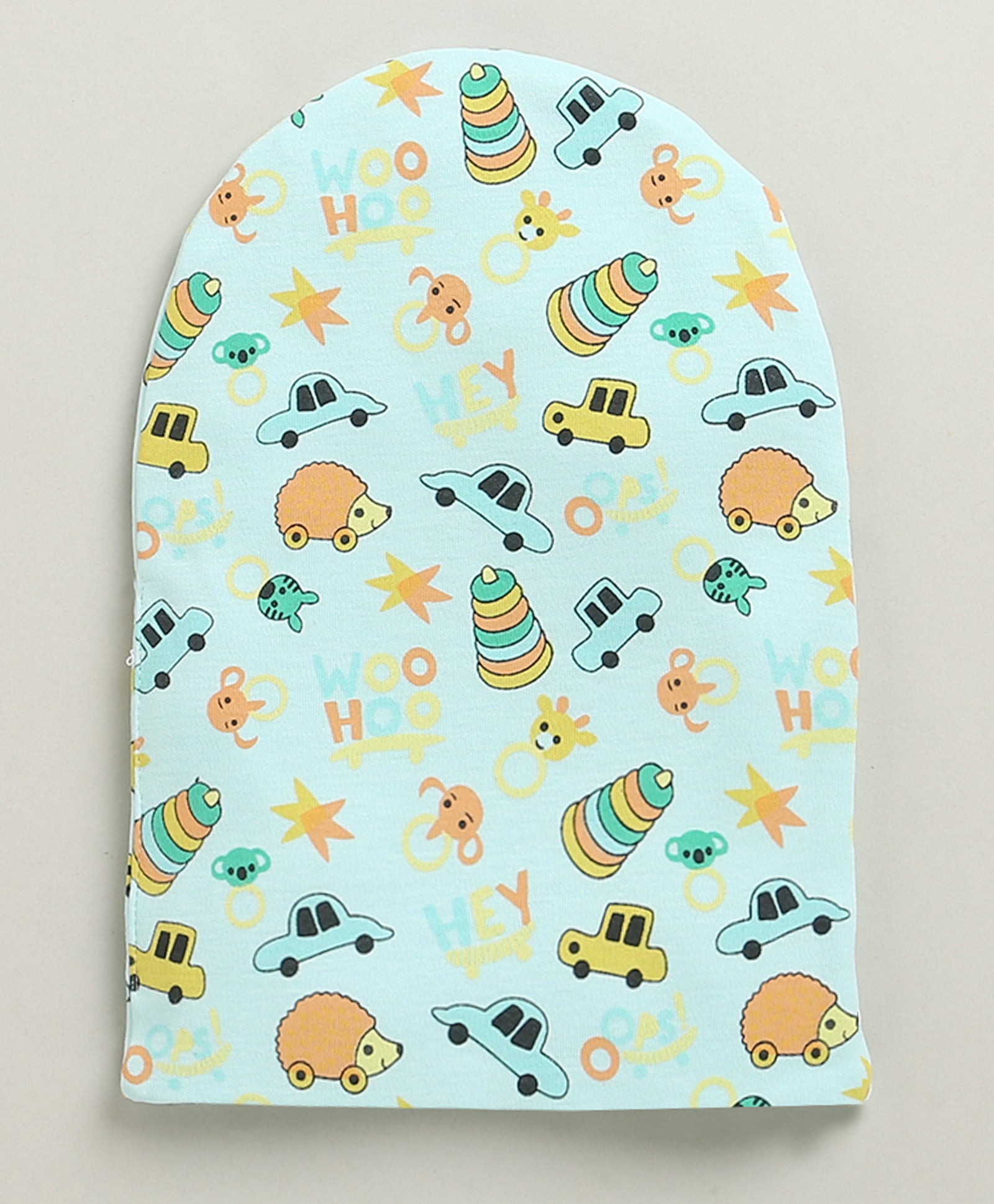 Sky Blue & Yellow Boys Cotton Pack Of 2 Monkey Cap