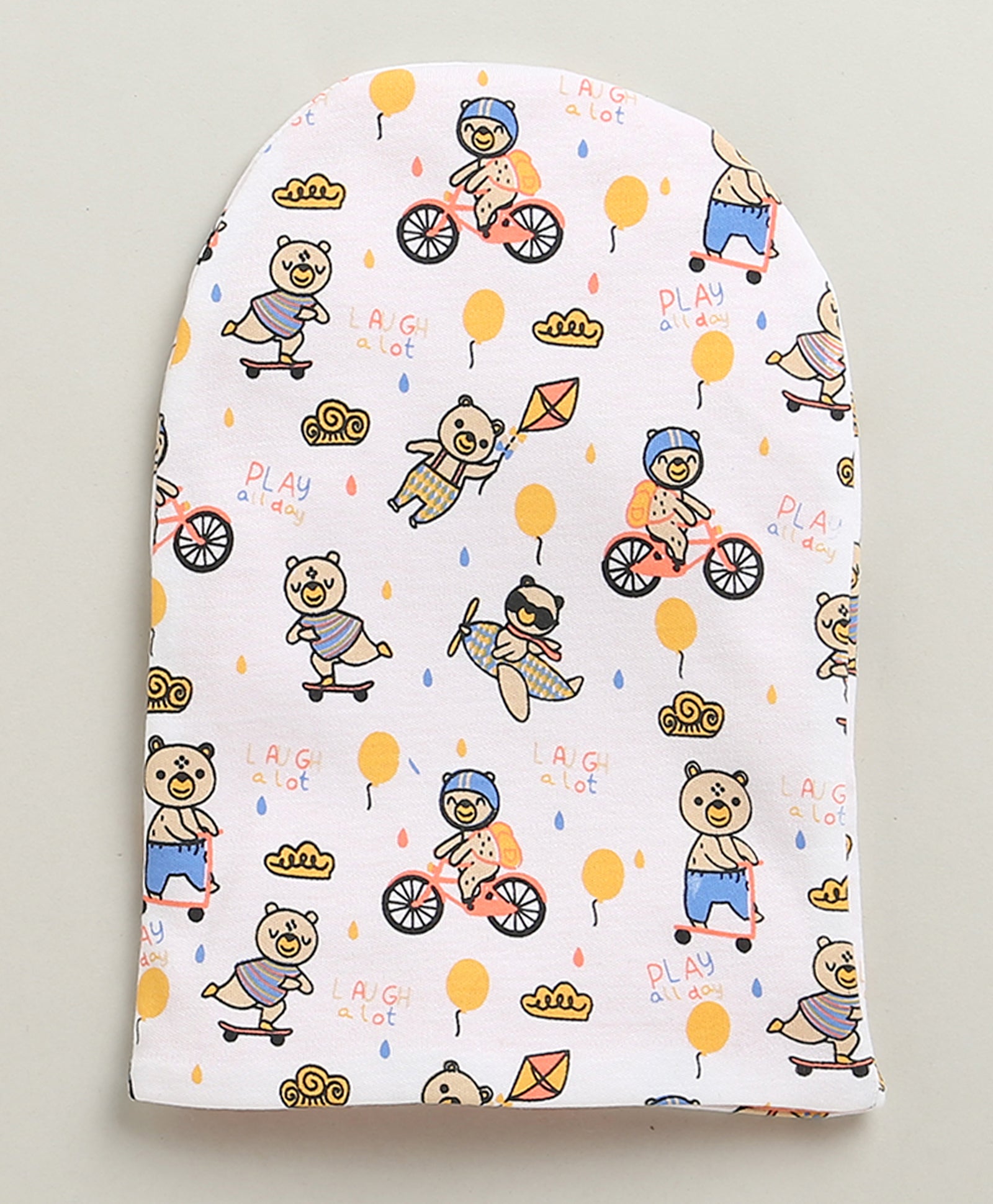 White & Blue Boys Cotton Pack Of 2 Monkey Cap