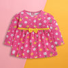 Pink Girls Full Sleeves Cotton Knee Length Frock