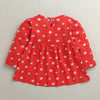 Red Girls Full Sleeves Cotton Knee Length Frock