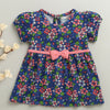 Navy Girls Half Sleeves Cotton Knee Length Frock