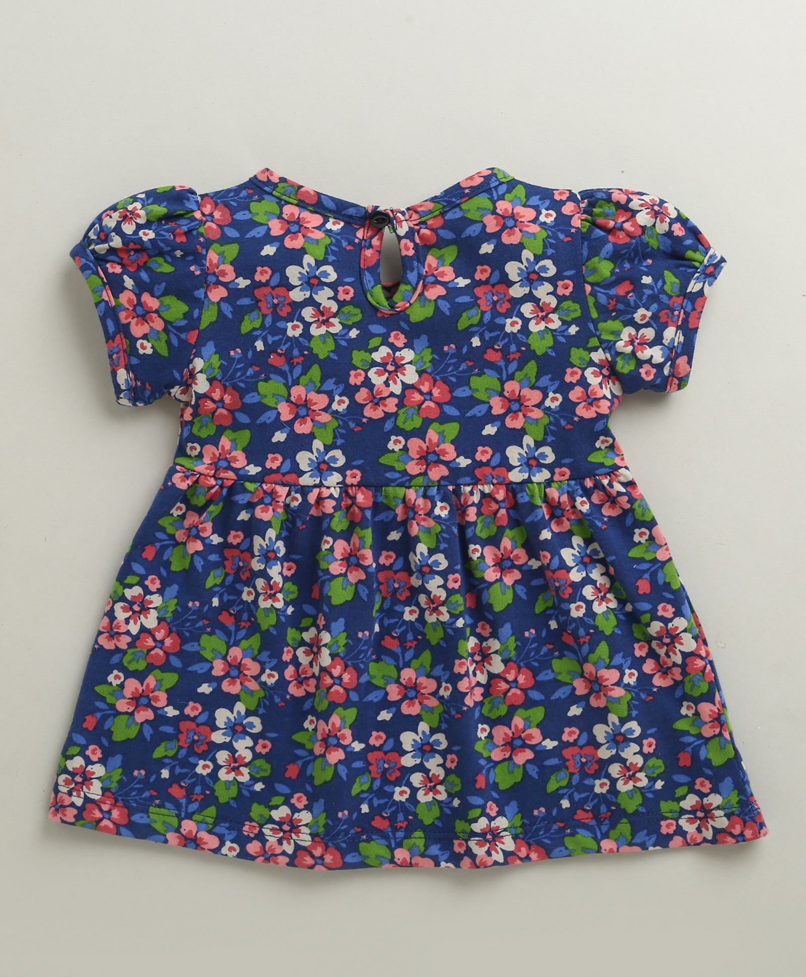 Navy Girls Half Sleeves Cotton Knee Length Frock