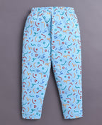 Bumzee Blue Graphic Print Nightsuit, Full Sleeves, 100% Cotton