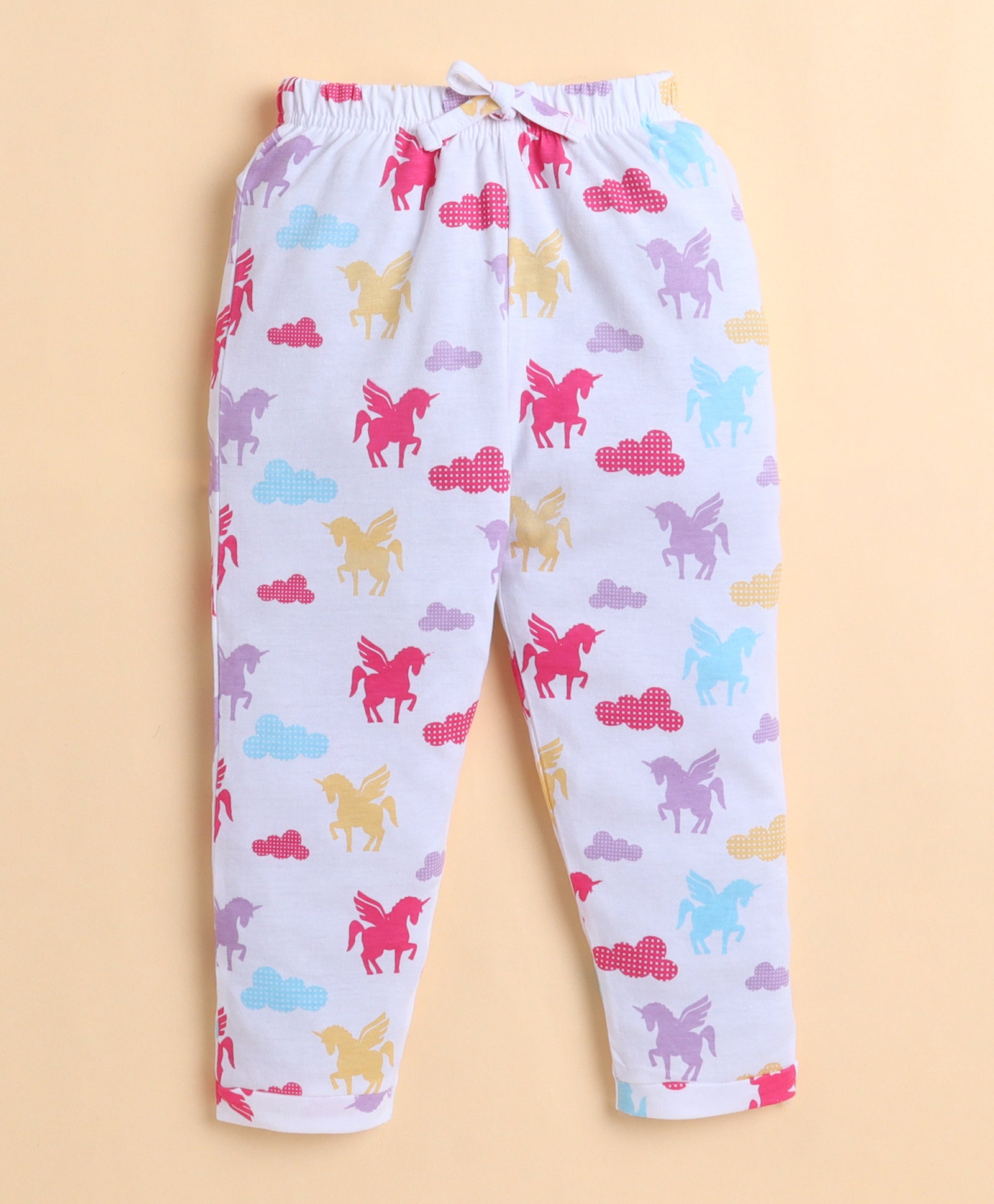White Girls Full Sleeves Cotton Night Suit