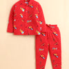 Red Boys Full Sleeves Cotton Night Suit