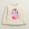 Beige & Pink Girls Full Sleeves Cotton T-Shirt & Pyjama Set