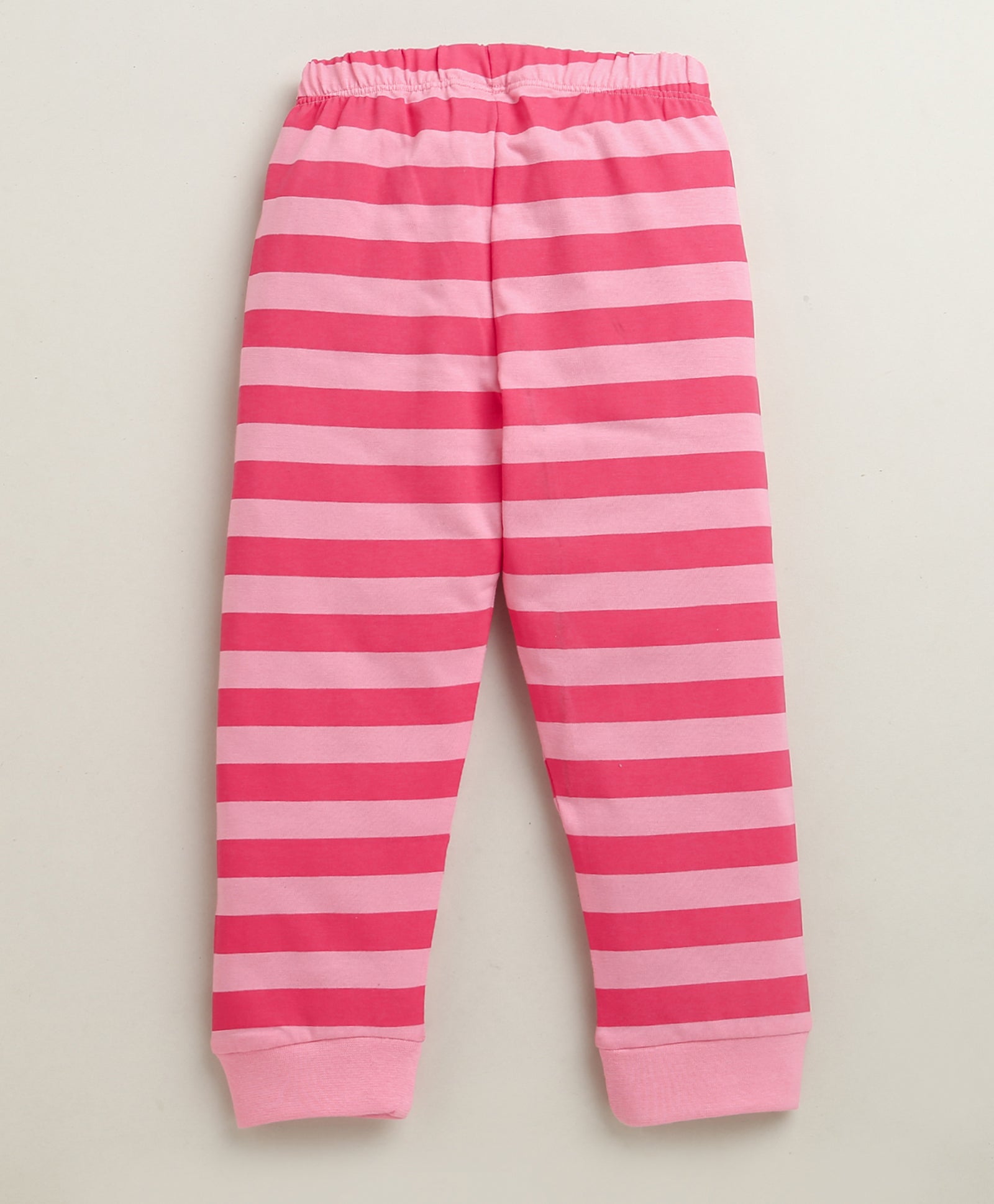 Beige & Pink Girls Full Sleeves Cotton T-Shirt & Pyjama Set