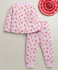 Bumzee Pink Graphic Print T-Shirt & Pyjama Set, Full Sleeves, 100% Cotton (Style Peb10983)