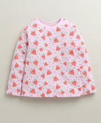 Bumzee Pink Graphic Print T-Shirt & Pyjama Set, Full Sleeves, 100% Cotton (Style Peb10983)